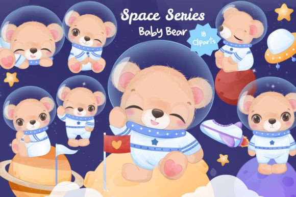 Space Series Baby Bear Clipart