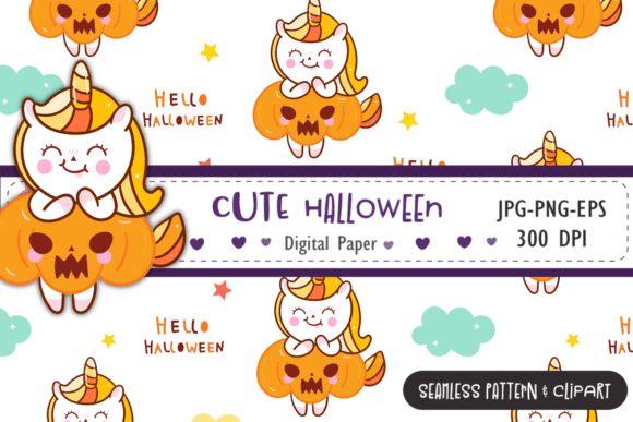 Unicorn Halloween Seamless Pattern Cute: A Magical Addition to Your Creative Projects